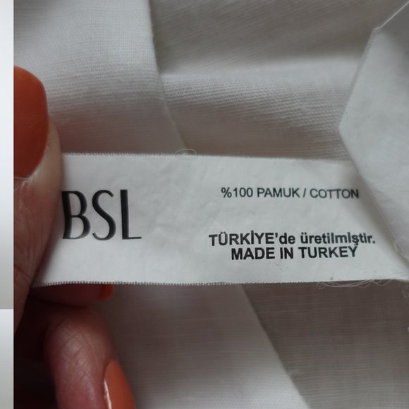 BSL White Puff Sleeve Sweetheart Neck Shirt Size L - Picture 6 of 6